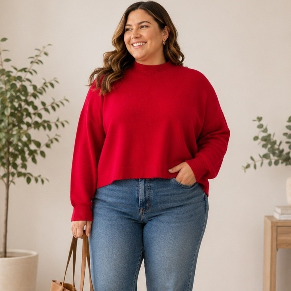 Sonoma Goods For Life Sweater Women XXL Red Mock Neck Oversized WS53S114RS1 New